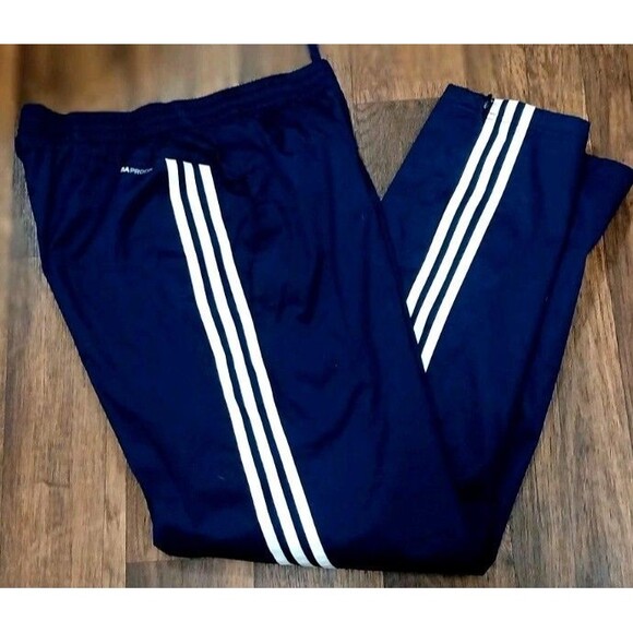 Adidas Climalite Blue White 3-Stripes Track Pants Men’s M Zip Ankle EUC - Picture 2 of 14